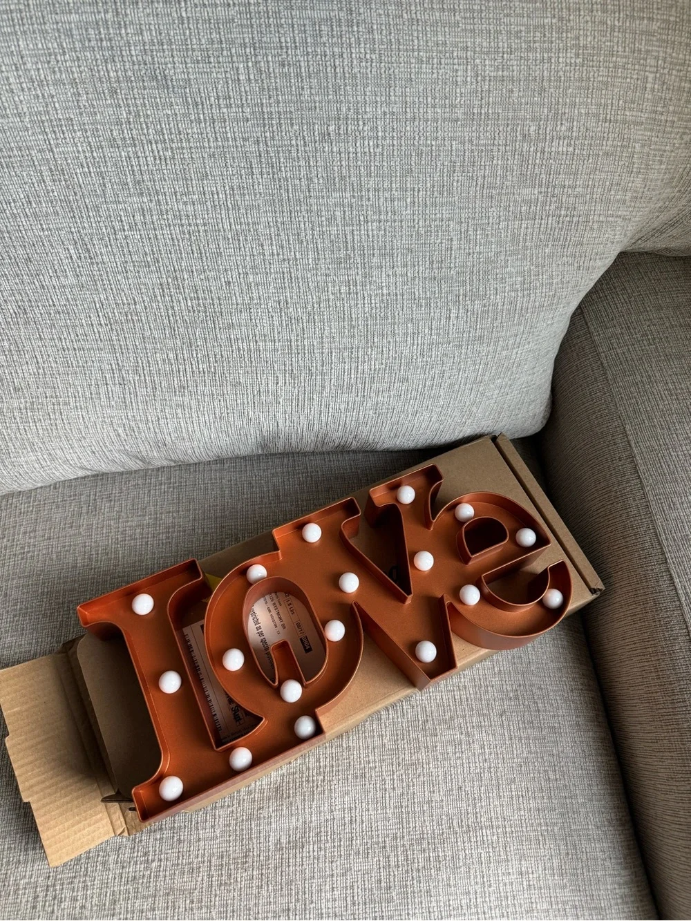 Marquee Love Sign with Warm Bulbs - Orange
